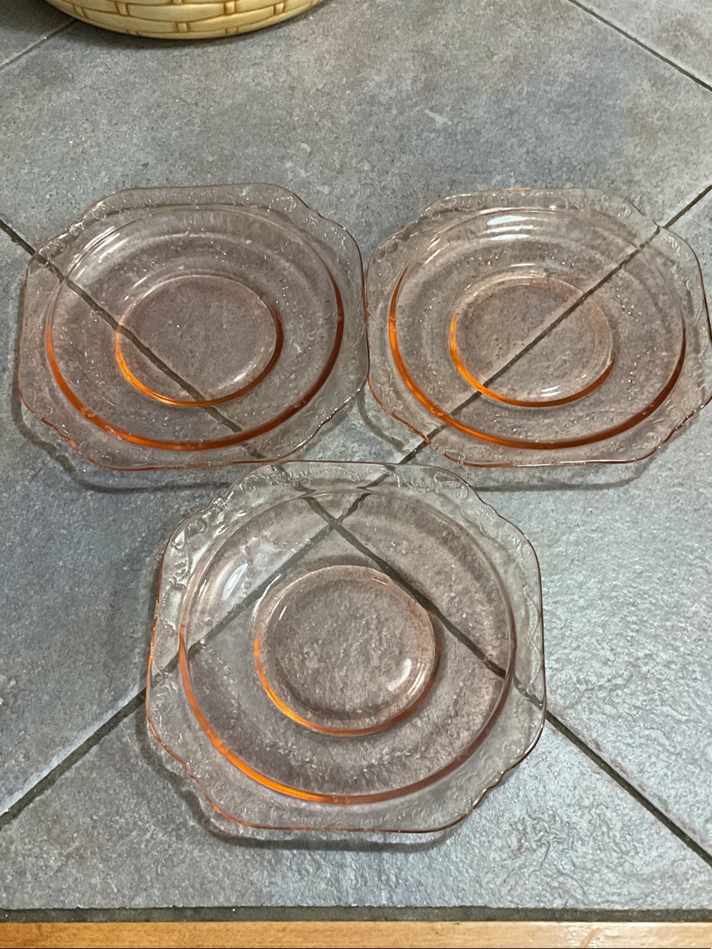 Pink Depression Glass Dinner Plates - Set of 3